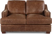 Classic Contemporary Brown Leather Loveseat - Antique