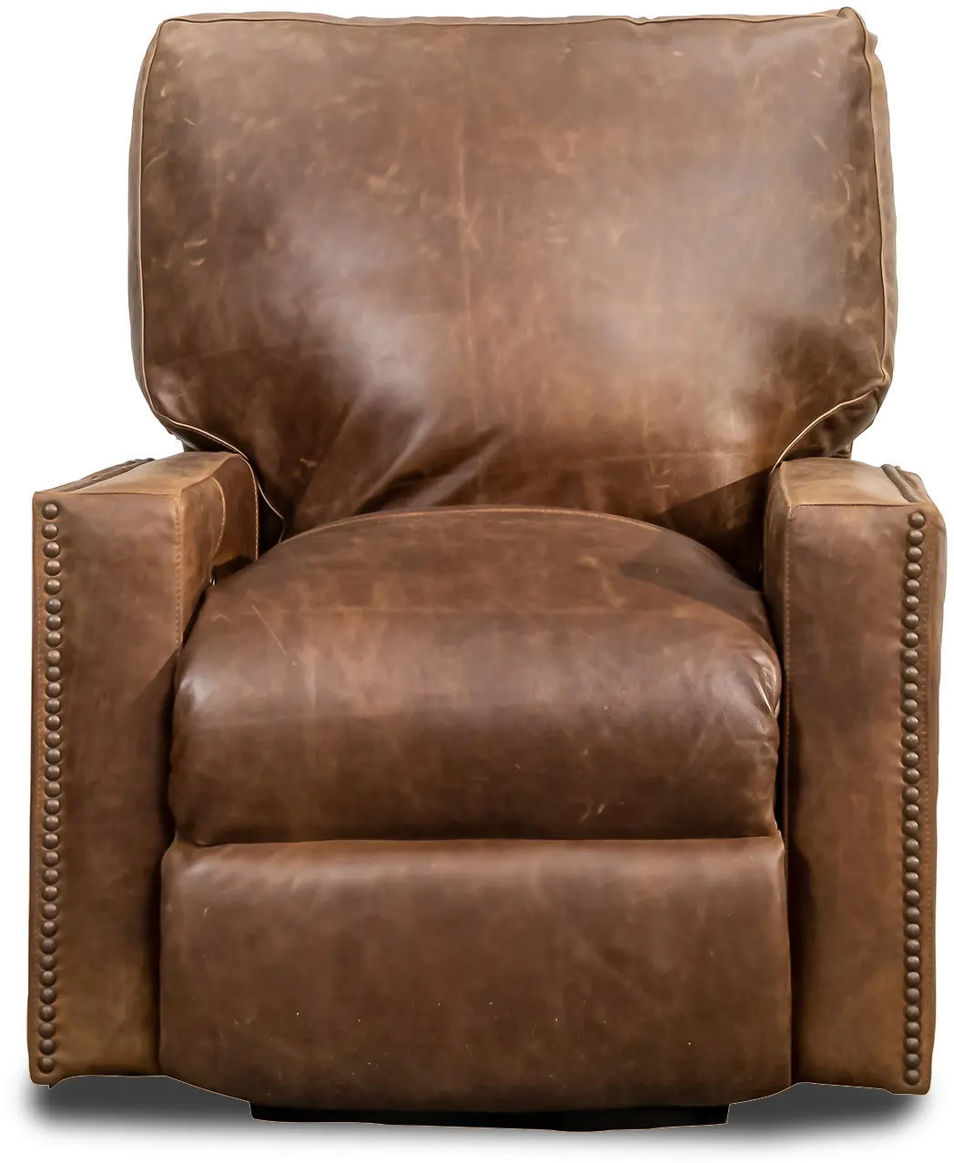 Antique Brown Leather Power Recliner-1