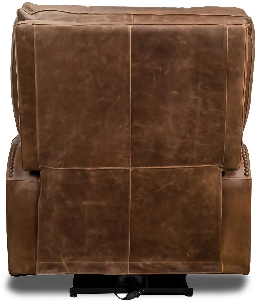 Antique Brown Leather Power Recliner-4