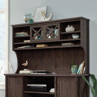 Coffee Oak L-Shaped Desk Hutch - Costa-6