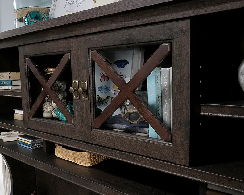 Costa Coffee Oak L-Shaped Desk Hutch-3