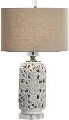Pierced Ceramic Cream Table Lamp with Crystal Detailing