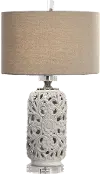 Pierced Ceramic Cream Table Lamp with Crystal Detailing