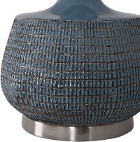 Blue Glaze Table Lamp with Rust Bronze Distressing-3