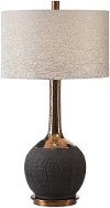 Matte Black Ceramic Table Lamp with Metallic Gold Bronze Neck