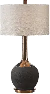 Matte Black Ceramic Table Lamp with Metallic Gold Bronze Neck