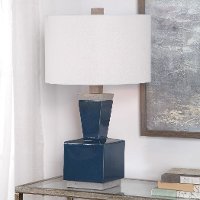 Deep Blue Glaze Modern Industrial Table Lamp