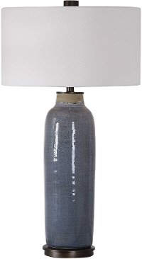 Blue Glazed Finish Table Lamp with Oil Rubbed Bronze Accents-2