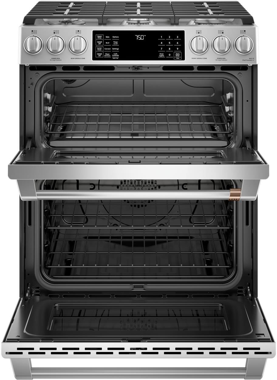 CGS750P2MS1 Cafe 30 Inch Double Oven Smart Gas Range with Convection - Stainless Steel-2