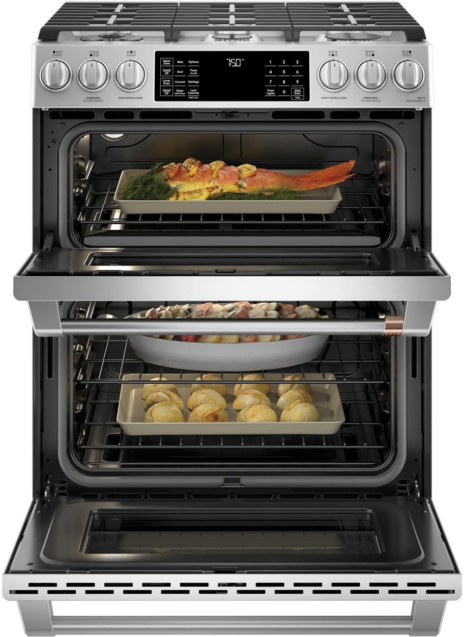 CGS750P2MS1 Cafe 30 Inch Double Oven Smart Gas Range with Convection - Stainless Steel-3