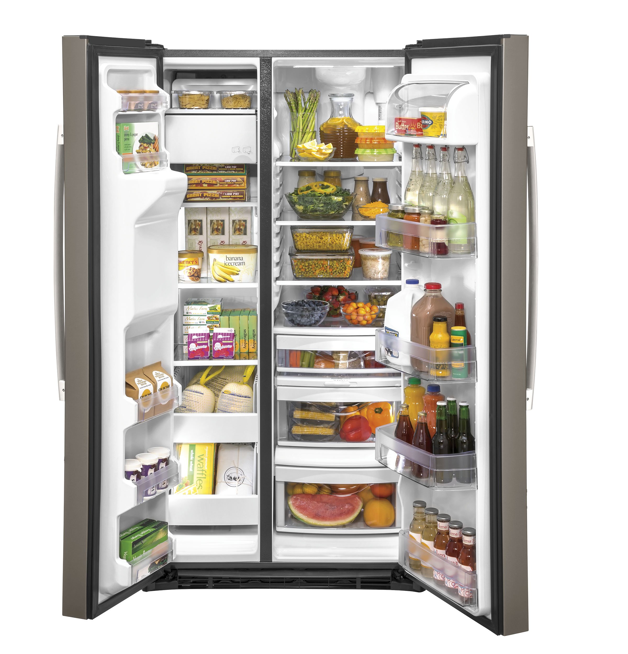 GSS25IMNES GE 25.1 cu. ft. Side by Side Refrigerator - 36 Inch Slate-2
