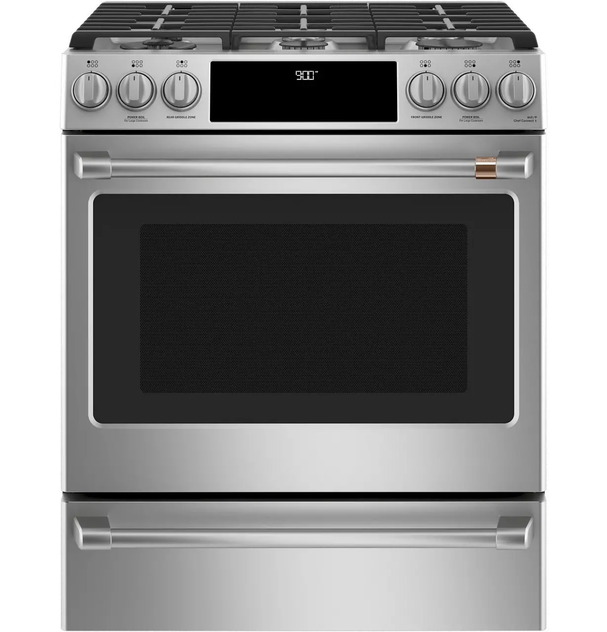 C2S900P2MS1 Cafe 30 Inch Dual Fuel Slide In Smart Range - Stainless Steel-1