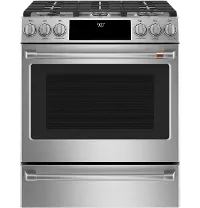 C2S900P2MS1 Cafe 30 Inch Dual Fuel Slide In Smart Range - Stainless Steel