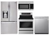 KIT LG 4 Piece Electric Kitchen Appliance Package with French Door Refrigerator - Stainless Steel