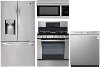 KIT LG 4 Piece Gas Kitchen Appliance Package with French Door Refrigerator - Stainless Steel