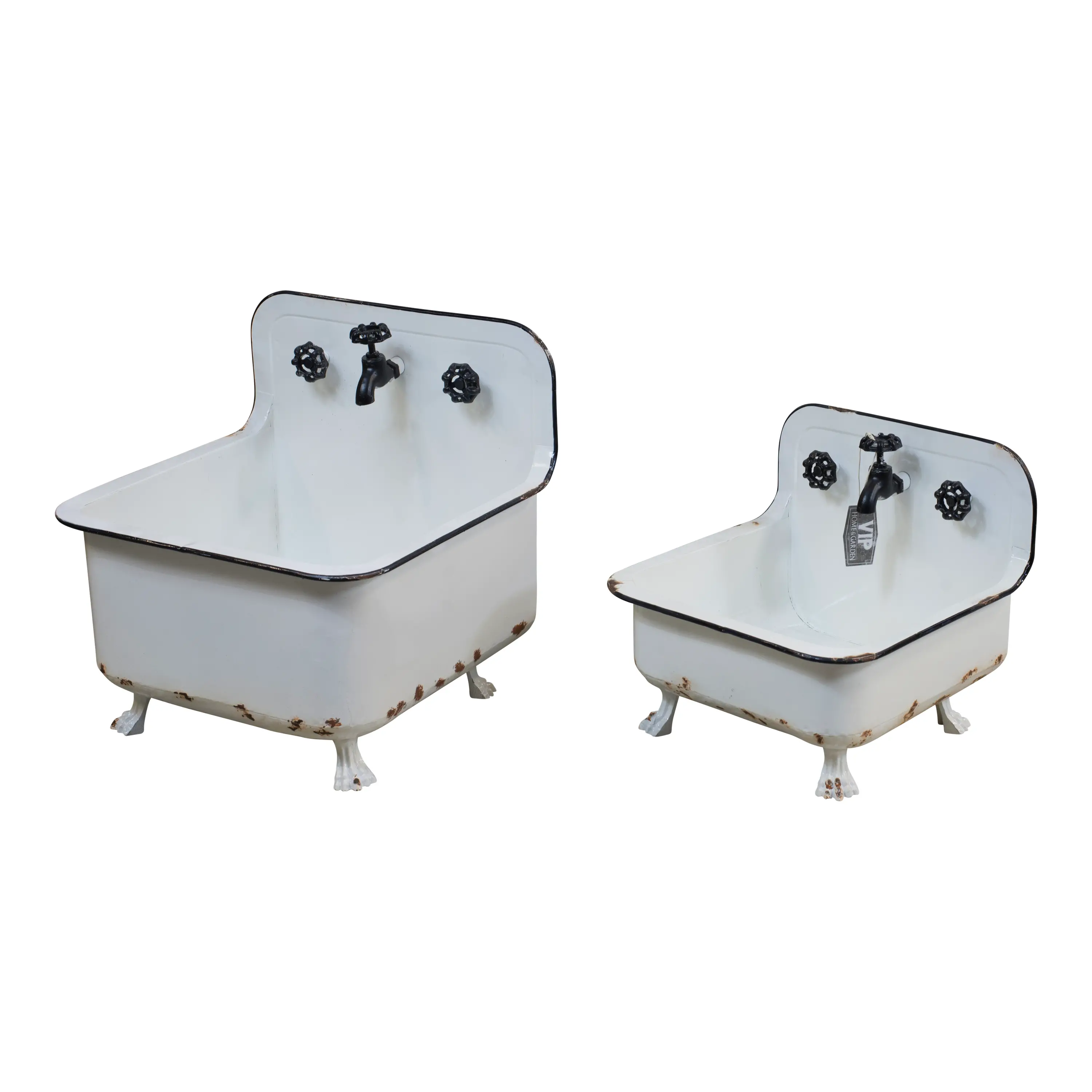 17 Inch Distressed White Metal Wash Bin Planter-3