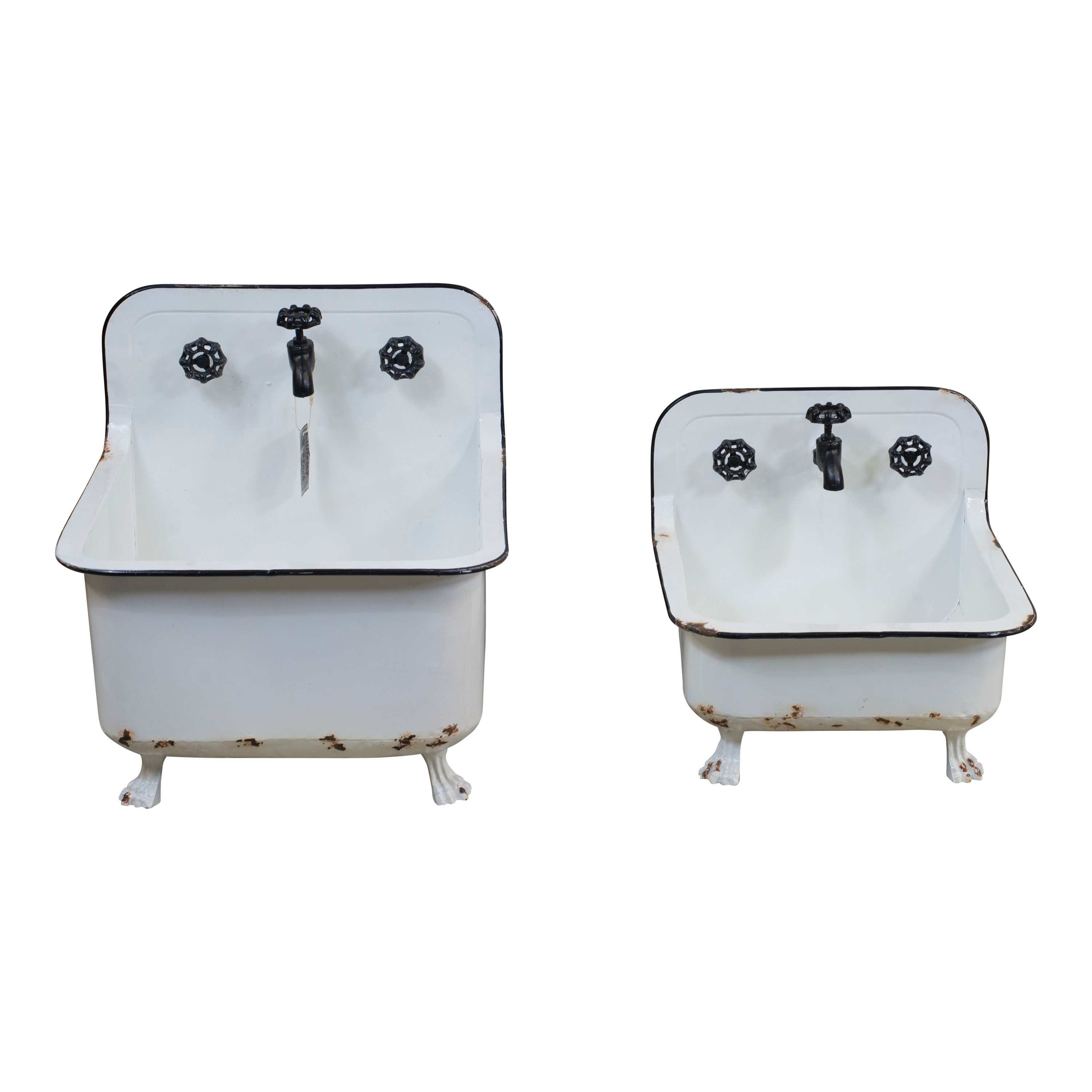 13 Inch Distressed White Metal Wash Bin Planter-2
