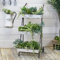 Distressed White and Black Metal 3 Tier Planter-2
