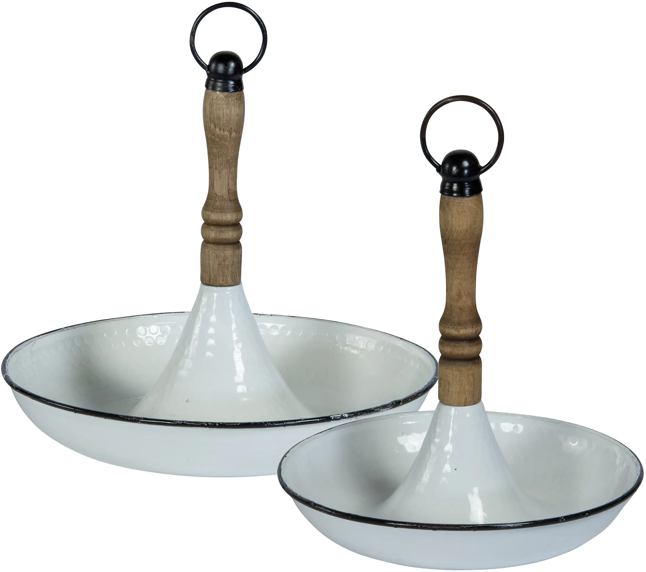 9 Inch White and Brown Metal Round Tray-1