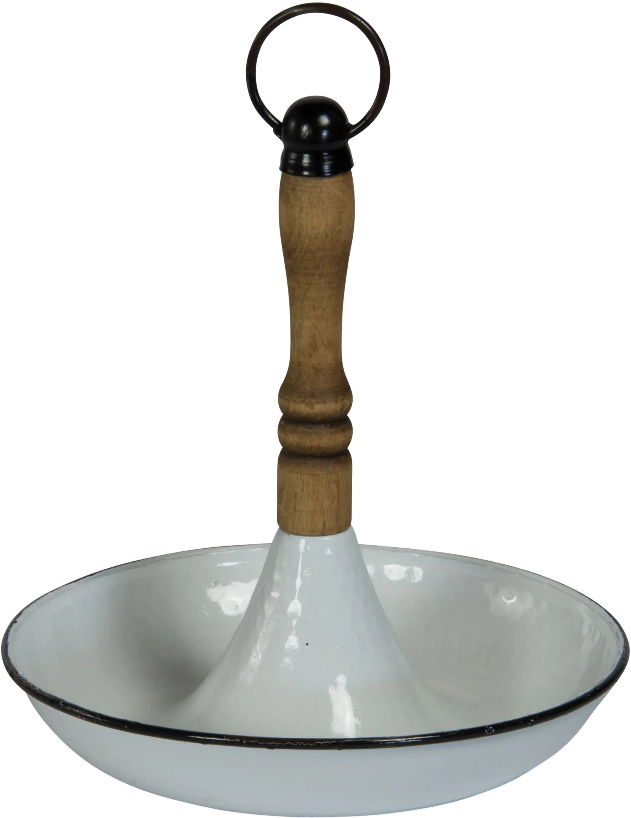 9 Inch White and Brown Metal Round Tray-3
