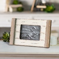 Distressed Brown and White Tabletop Picture Frame
