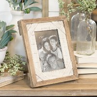 Distressed Brown and White Wooden Picture Frame