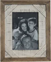 Distressed Wood Picture Frame with White Border