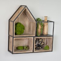 Black Metal and Wood Cubby Wall Shelf-2