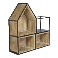 Black Metal and Wood Cubby Wall Shelf-3