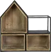 Clearance Black Metal and Wood Cubby Wall Shelf