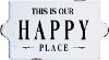 Distressed White and Black Happy Place Metal Wall Sign