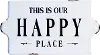 Distressed White and Black Happy Place Metal Wall Sign