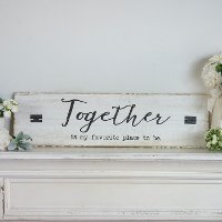 Distressed White and Black Wooden Together Sign