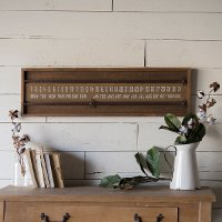 Distressed Brown Wooden Sliding Wall Calendar-2