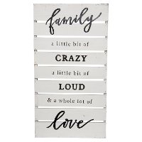 Black and White Family Wooden Slat Sign