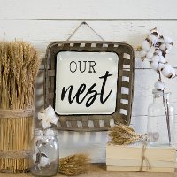 Brown, White and Black Our Nest Wall Sign