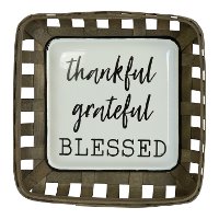 Brown, White and Black Thankful Wood and Metal Sign-2