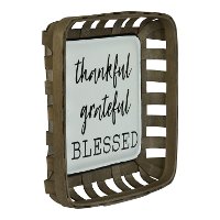 Brown, White and Black Thankful Wood and Metal Sign-3