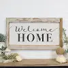 Distressed White and Black Welcome Home Wooden Sign
