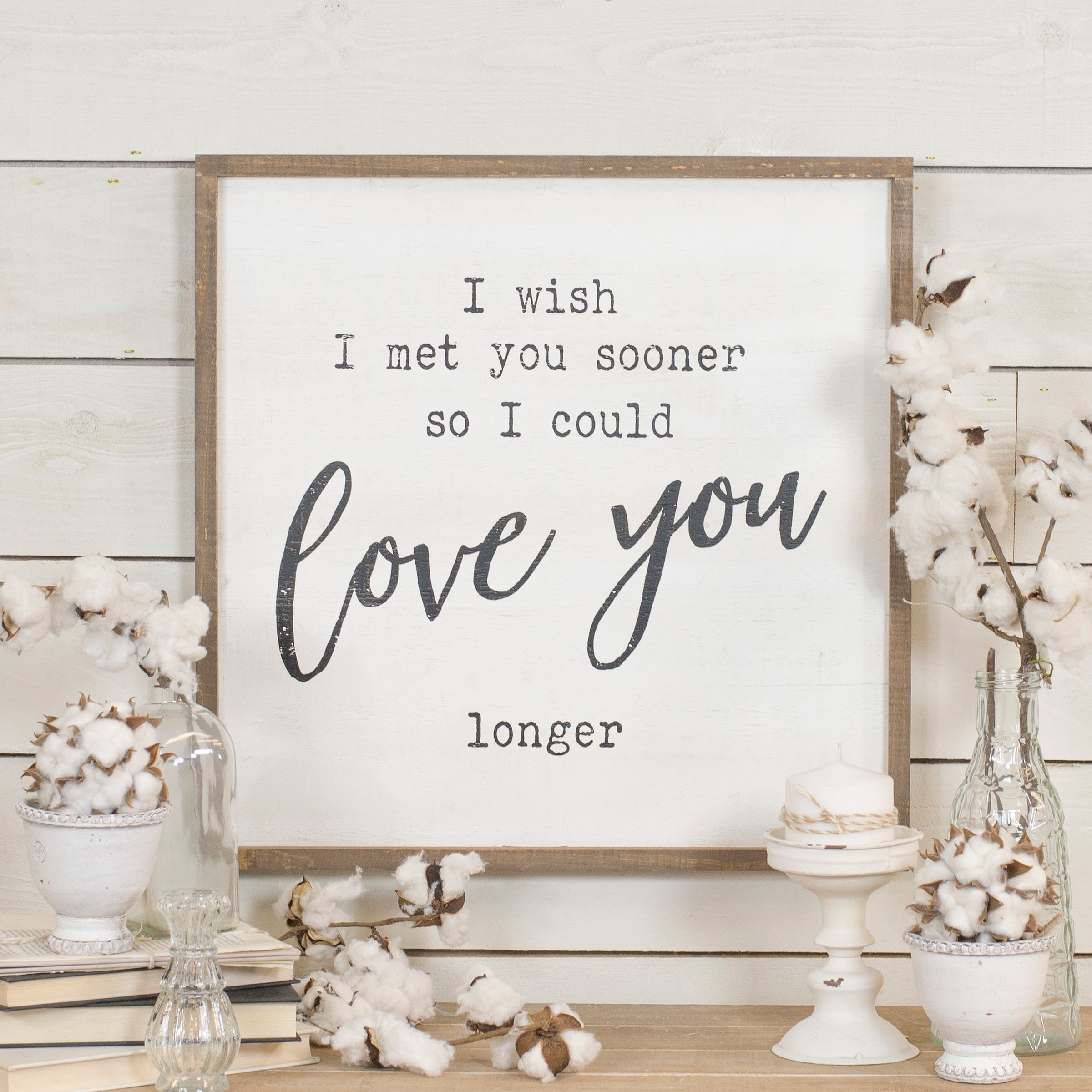 White, Brown and Black Love You Longer Wooden Sign-1