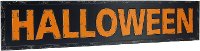 Distressed Orange and Black Halloween Metal Word Art Sign