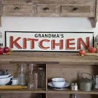 Red, Black and White Grandma's Kitchen Metal Sign