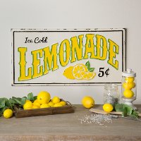 Yellow, White, Green and Black Lemonade Metal Sign