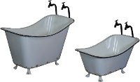 27 Inch White and Black Metal Tub Planter-4