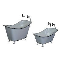 25 Inch White and Black Metal Tub Planter-4