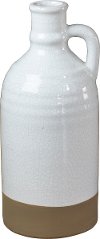 White and Brown Ceramic Jug with Handle