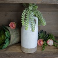 White and Brown Ceramic Jug with Handle-2