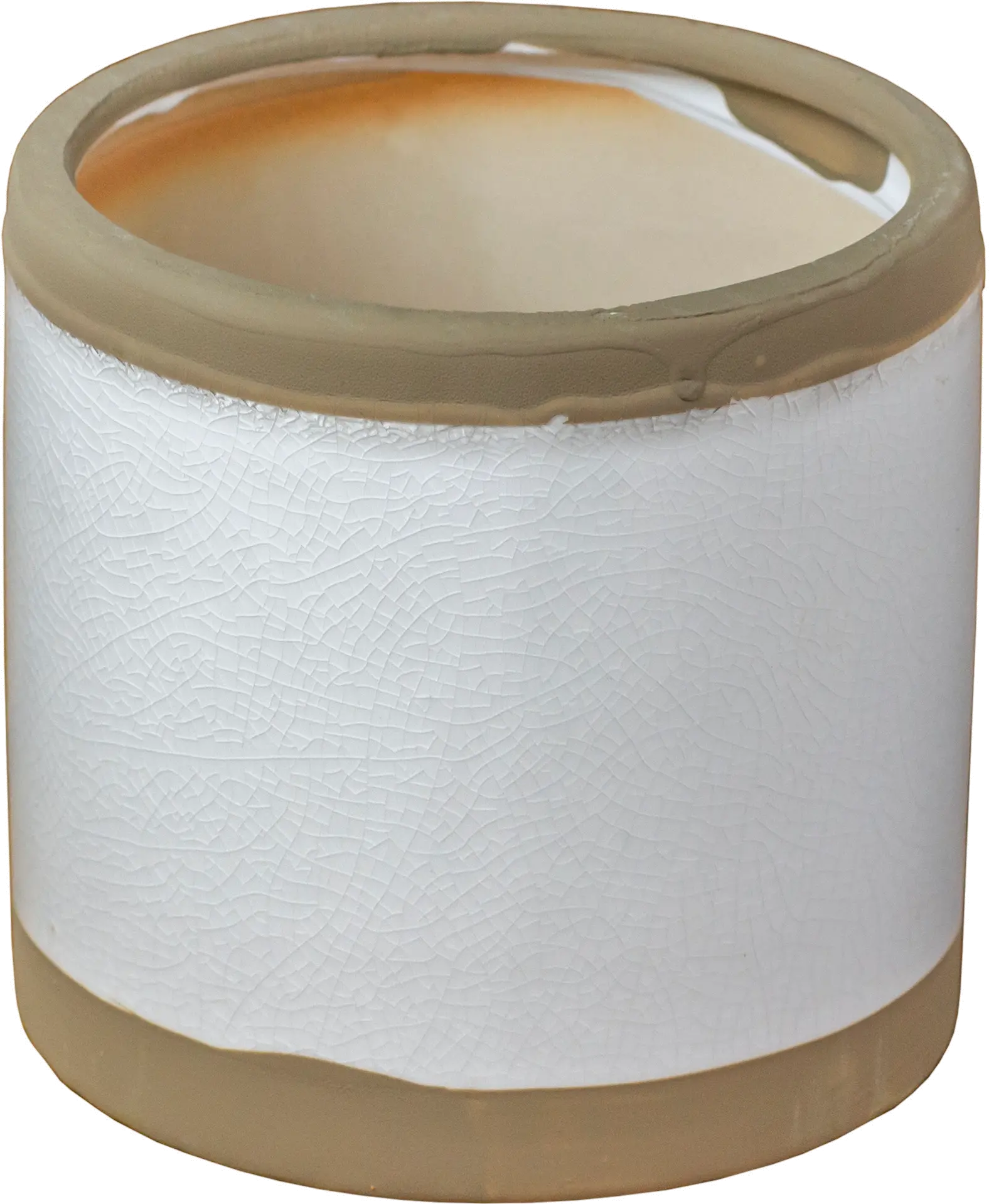 4 Inch White and Brown Ceramic Pot-2