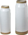 Clearance 9 Inch White and Brown Ceramic Pot