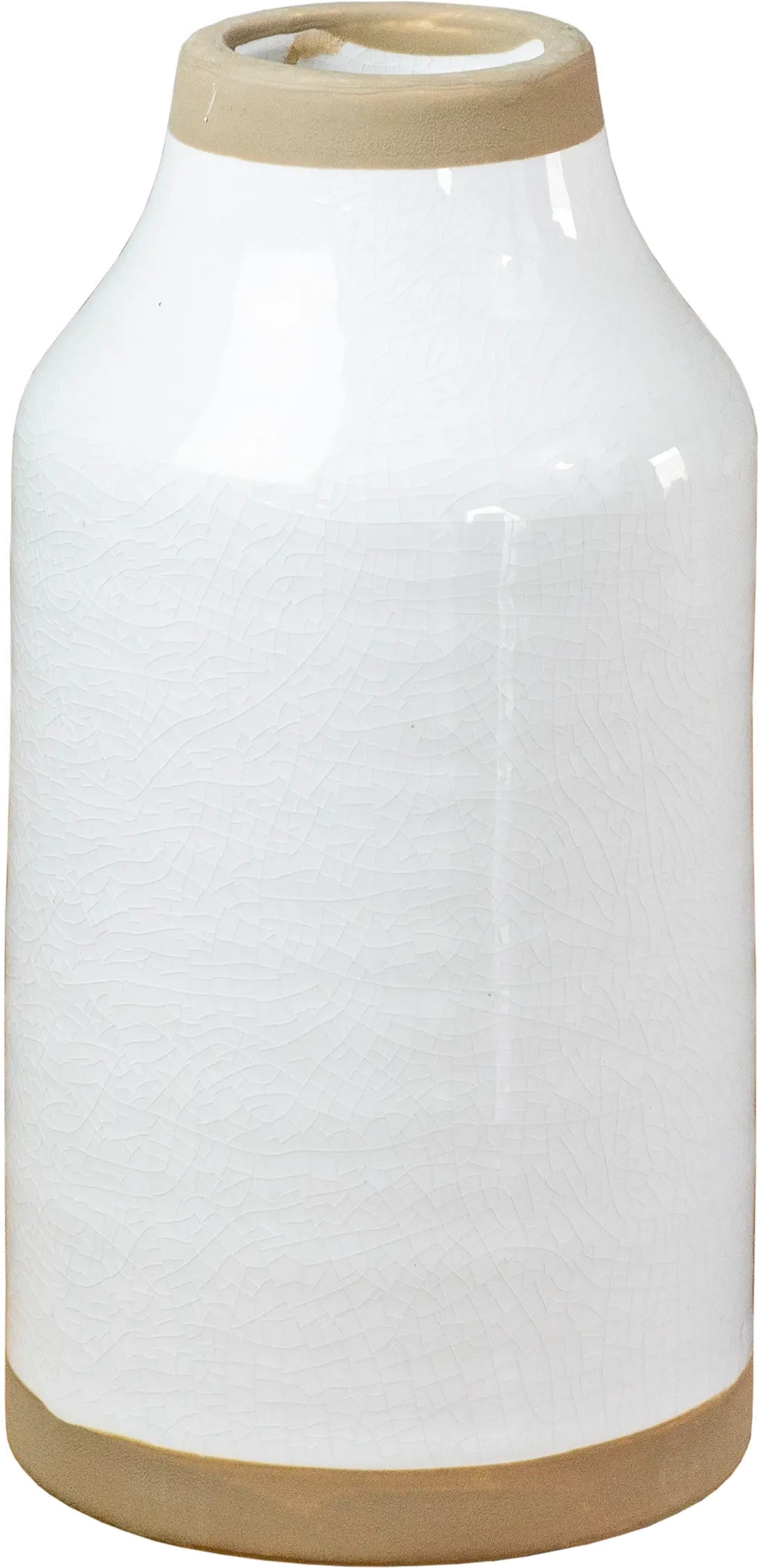8 Inch White and Brown Ceramic Pot-1